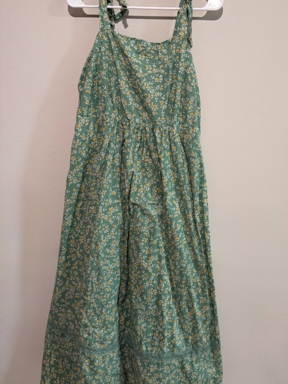 Motherhood Maternity Green Floral Maxi Dress Sleeveless Tie Strap Boho Cottageco